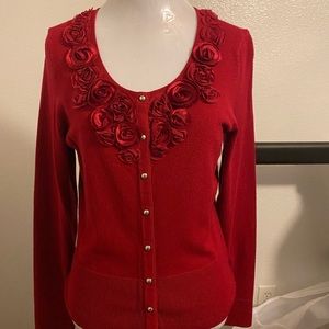 White House Black Market red embellishedsweater